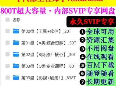 [置顶]♠【全球可用】800T·超级内部技术共享网盘 · 永久更新 · 内部平台 · 在线观看 · 百M下载 · 无需网盘会员